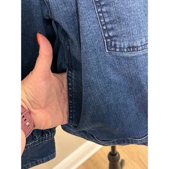 Candace Cameron Bure 20W Denim Jacket Button Front Jean Shacket Medium Wash - Picture 6 of 15